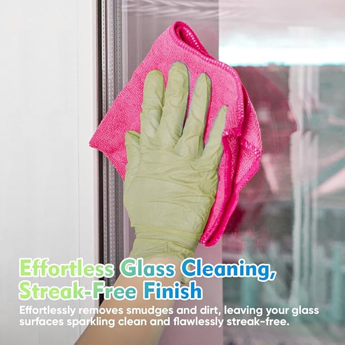 HOMEXCEL Pink Microfiber Cleaning Cloth 12 Pack, 12.5 x 12.5 inch Microfiber Towels for Cars, Ultra Absorbent Car Washing Cloth, Lint Free Streak Free Cleaning Rags for Car, Kitchen, and Window