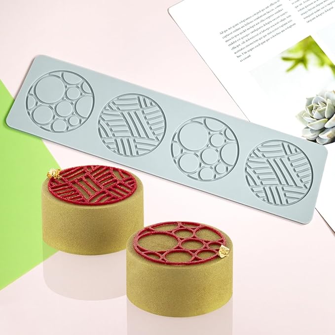 TUKE Silicone Molds for Baking Rectangle Geometry Ring Hollow 3D Fondant Molds Chocolate Molds Non-stick Polymer Clay Molds for Baking, Soap,Cake Decoration Cake Mold (Geometry I_10.92x2.92x0.12inch)