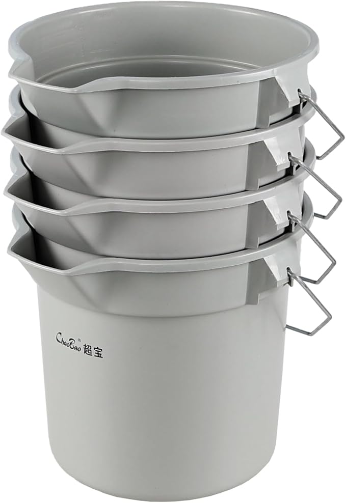 Xyskin 4 Packs 14 Quart Plastic Mop Bucket with Handle for House Cleaning, Utility Cleaning Pail Water Pail