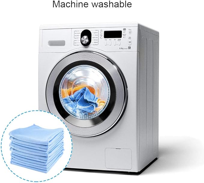 Auto Care Microfiber Glass Cleaning Cloths Towels for Windows Mirrors Windshield Computer Screen TV Tablets Dishes Camera Lenses Chemical Free Lint Free Scratch Free (12"x12", Blue, 8 Pack)