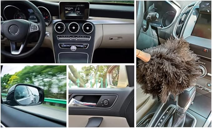 Ostrich Feather Duster 16 inch Feather Duster Fluffy Natural Genuine Ostrich Feathers with Wooden Handle and Eco-Friendly Reusable Handheld Ostrich Feather Duster for Cleaning Supplies