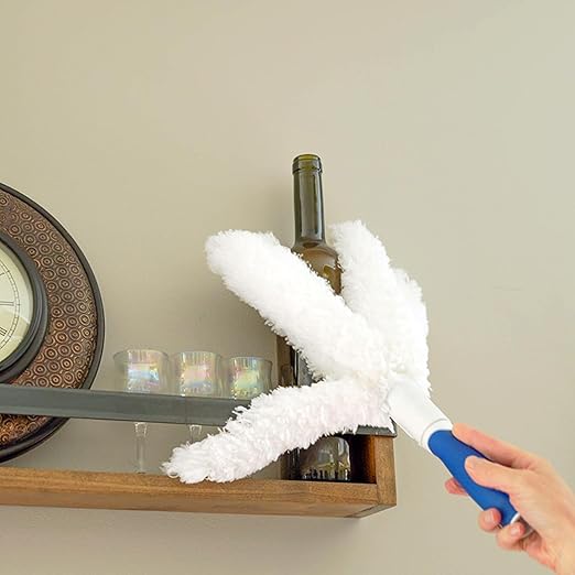 Unger Connect and Clean Microfiber Feather Duster for Household Cleaning and Dusting, Cleans Fragile Objects, Glassware, Vases, Picture Frames, Machine Washable, Compatible with Threaded Pole