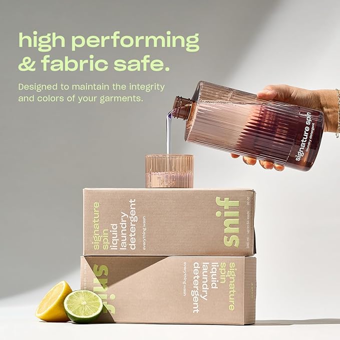 Snif Signature Spin Laundry Detergent & Scent Booster Starter Pack – Crisp Clean Signature Scent, Premium Non-Toxic Laundry Set, HE Safe, Non-Irritating (16oz + 8.5oz)