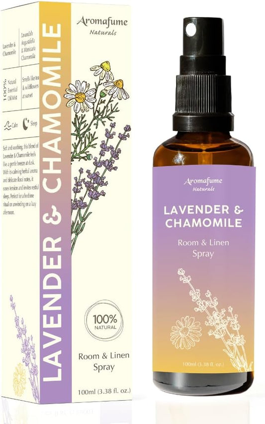 Lavender & Chamomile Room, Linen & Pillow Spray by Aromafume | 100ml/3.38 fl oz | with Pure Lavender Essential Oil | Aromatherapy Spray for Relaxation | Air Freshener