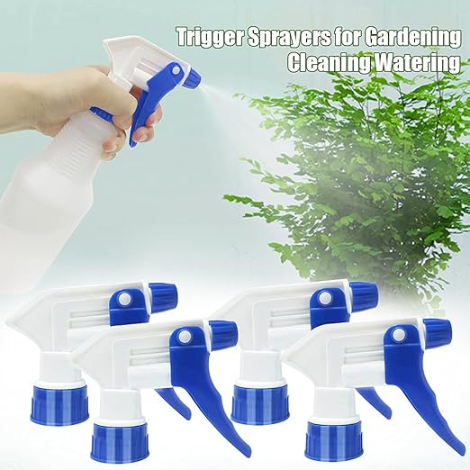 Plastic Spray Bottle Nozzle Heavy Duty Spraying Bottle Replacement Part Leak Proof Mist Water Bottle Spray Nozzle for Chemical Cleaning Solutions All-Purpose Adjustable Head Sprayer 4PCS (Blue)