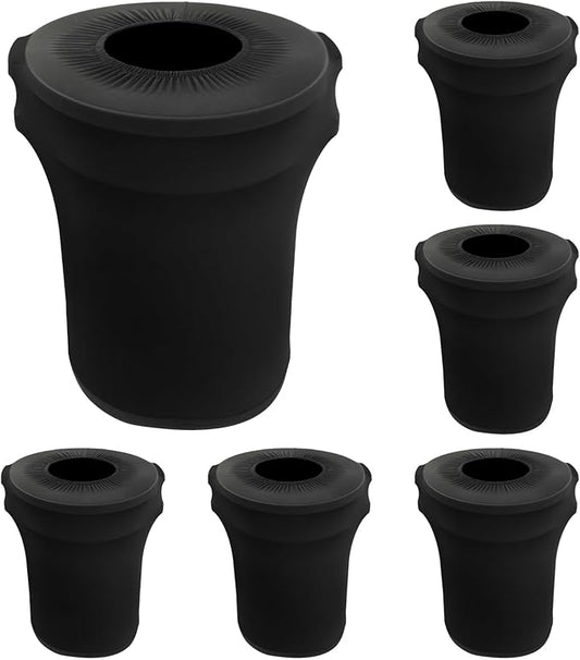 BTSKY 6 Pcs Black Round Trash Can Cover 32 Gallon Stretch Spandex Trash Can Covers Outdoor Decorative Trash Bin Covers for Outside Wedding Parties Commercial Fundraiser Decor