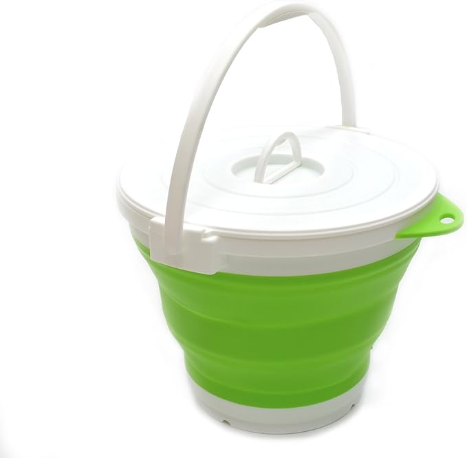 SAMMART 10L (2.64Gallon) Collapsible Fishing Bucket with Locking Lid - Portable Plastic Water Pail - Space Saving Outdoor Waterpot - Trunk Organizer for All Types of Vehicles