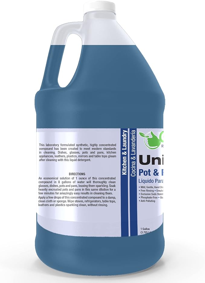 GreenFist Dish Soap Professional Detergent Liquid Pot & Pan Dish-Wash - Light or Heavy Use (Blue Unisoft 1 Gallon)