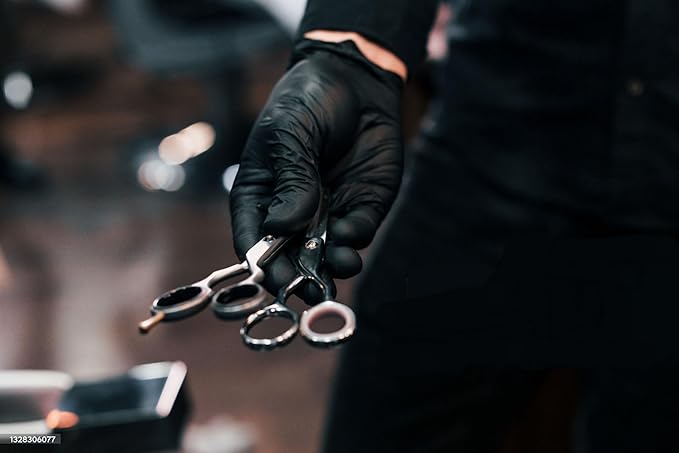 LW Concept - Black Nitrile Examination Gloves - Latex & Powder-Free, Disposable, Strong, Healthcare, Food Handling (Medium)