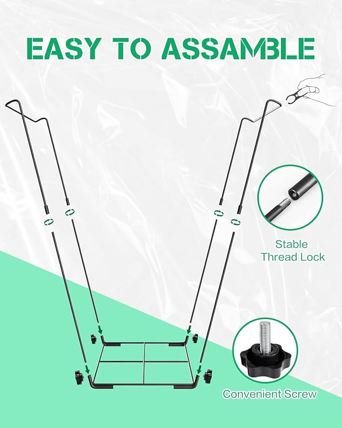 Jayhalo Outdoor Trash Bag Holder Stand 30-45 Gal, Portable Garbage Bag Holder Frame for Garden Camping Portable Trash Can, Leaf Bag Holds Disposable Bags, Freestanding Design