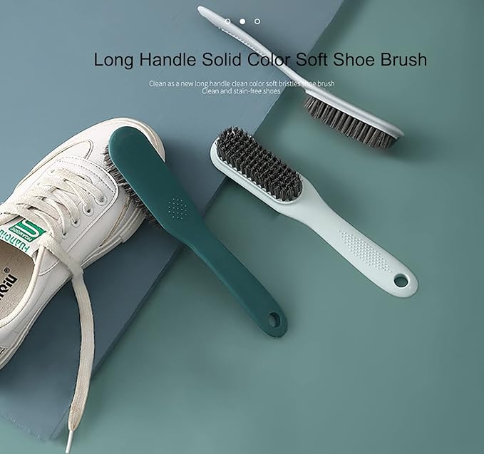Household Cleaning Brush Soft Bristle Laundry Brush Shoe Stain Remover Brush Comfort Grip Nylon Brushes for Fabric Clothes Carpet Floor Pack of 2 Shoes Cleaner Brush, Blue and Gray