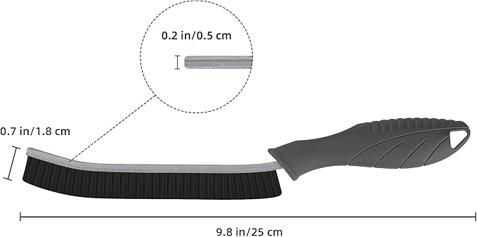 Hard Bristle Crevice Cleaning Brush - Cleaning Supplies - Grout Cleaning Brushes for Household Use - Crevice Cleaning Tool for Bathroom, Home and Kitchen (3, Grey)