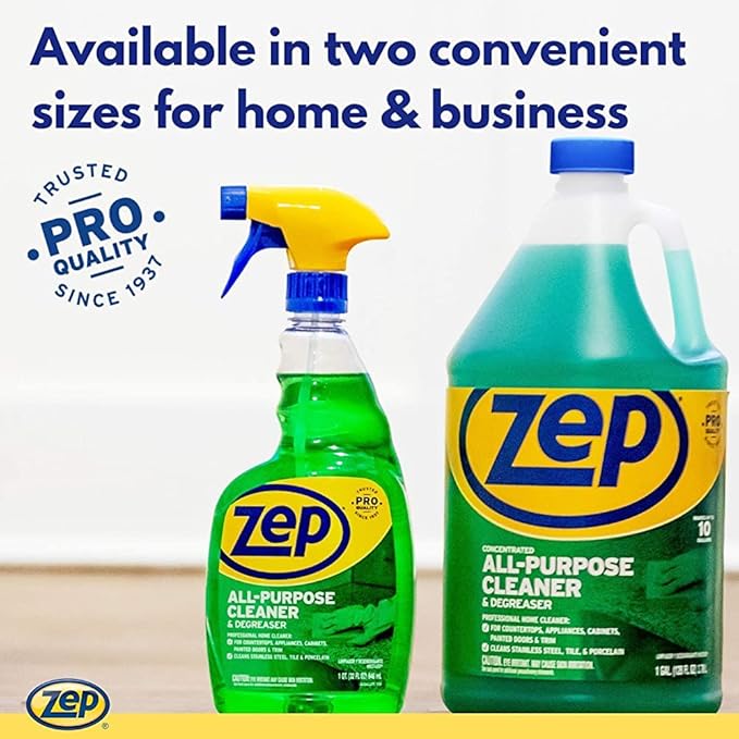 Zep All-Purpose Cleaner and Degreaser Concentrate 1 Gal (Case of 4) Professional Sprayer Bottle (Case of 12) - ZU0567128 - Cuts Through Grease, Grime and Dirt With Ease