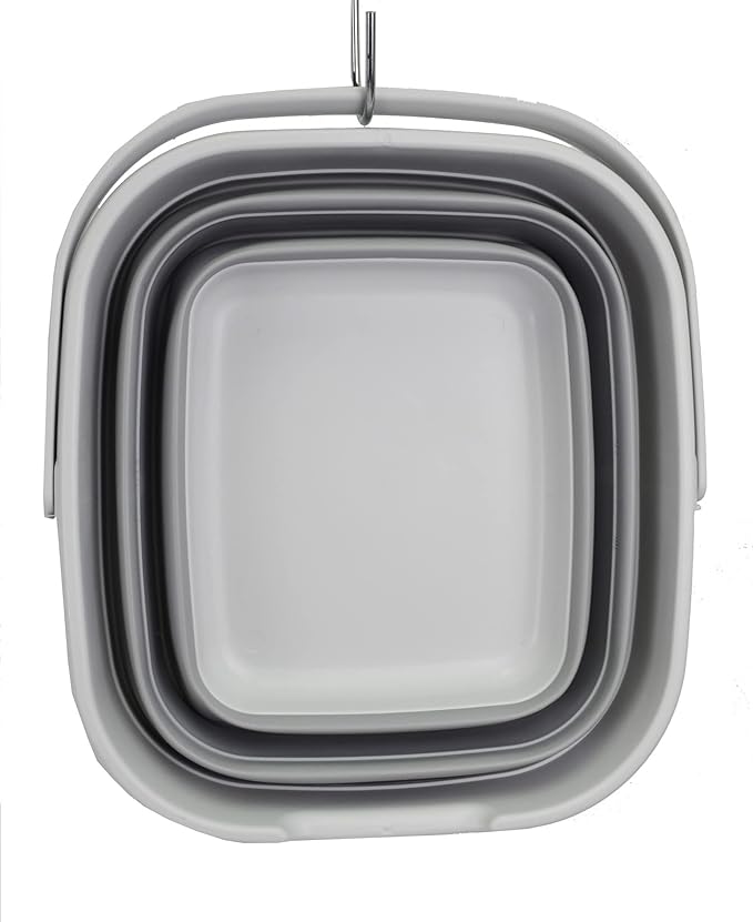 SAMMART 10L (2.6 Gallon) Collapsible Rectangular Handy Bucket (Grey, 1)