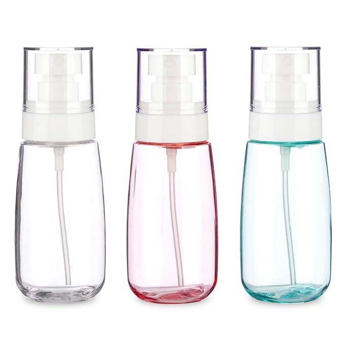 3 Pack 2.7oz/80ml Small Spray Bottle, Plastic Spray Bottles, Fine Mist Travel Spray Bottle for Hair and Face, with 9pcs Labels