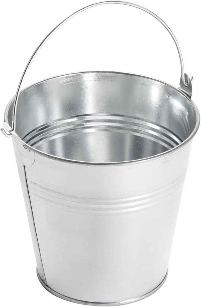 Juvale Galvanized Metal Buckets - 12 Pack, Silver, 4.7 in - Mini Metal Buckets with Handles for Party Decorations & Crafts