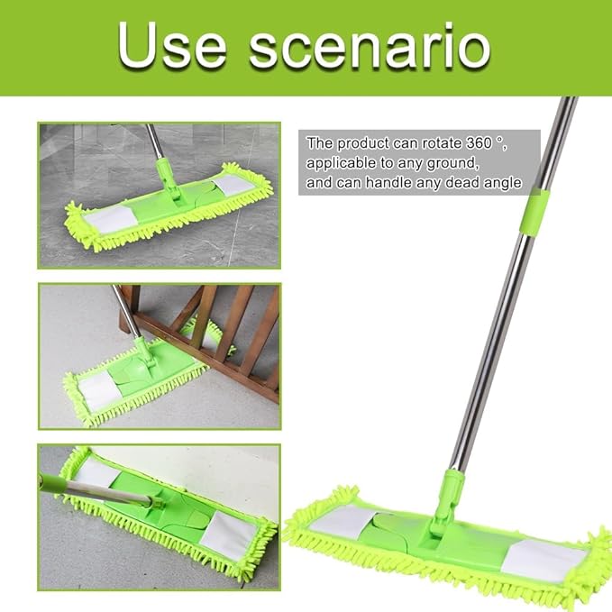 4Pcs Mop Head Replacement Cloth Soft Flat Mop Refill Pads Water Absorption Mop Pads Accessories for Home Floor Cleaning Multi-Surface Floors, 18.11 Inch Washable Cleaning & Dusting Pads Green