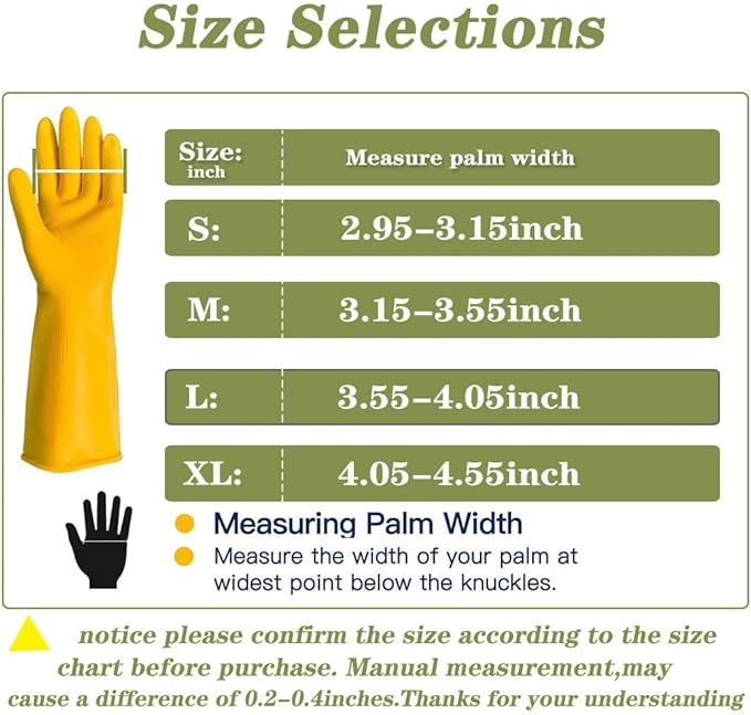 8 Pairs Reusable Household Cleaning Gloves, Rubber Kitchen Dishwashing Gloves,Extra Thickness, Long Sleeves, for Washing Dishes, Pet Care(Small, Yellow)