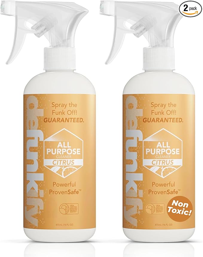 All Purpose Cleaner Spray, 16oz (2-Pack). 'Citrus' Essential Oil Multi-Surface Cleaner for Kitchen, Bathroom, Floor. 'ProvenSafe' Plant-Based Formula Concentrate Safe for Kids, Pets, Stone & Marble