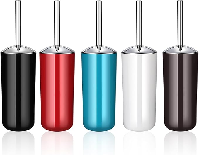 Red Toilet Brush and Holder Set, 2 Pack – Toilet Brush Red with Stainless Steel Handle, Non-Scratch Bristles, Compact and Drip-Free, Toilet Bowl Brush for Bathroom and Home Use