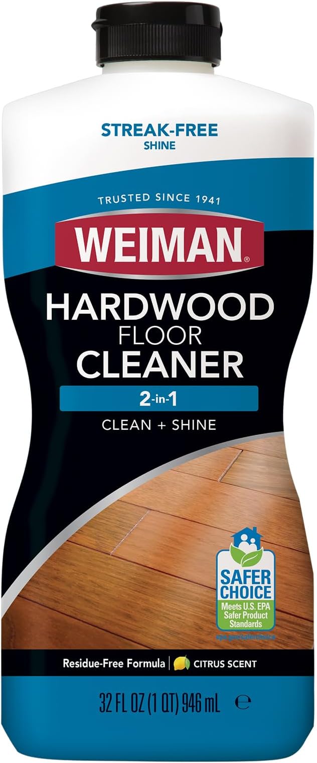 Weiman Hardwood Cleaner for Finished Hardwood Floors, Engineered Floors, Laminate - Streak-Free Results, EPA Safer Choice Certified, 32 oz