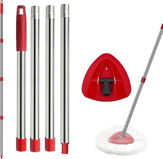 Mop Handle Replacement,4 Section Compatible with O-Cedar Spin Mop Refills 30"" to 58"" with 1 Mop Head Basee Fits O-Cedar EasyWring 1 Tank Spin