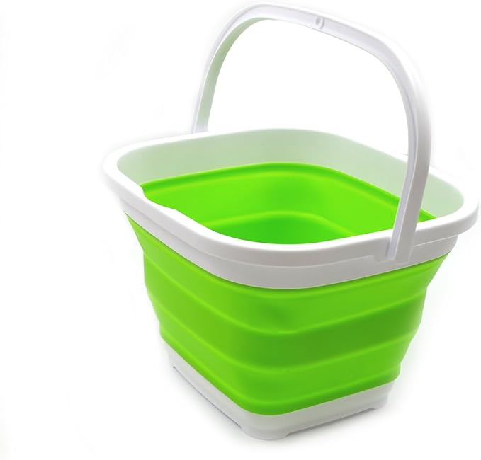 SAMMART 11L (2.9 Gallon) Collapsible Rectangular Handy Bucket (1, Green)