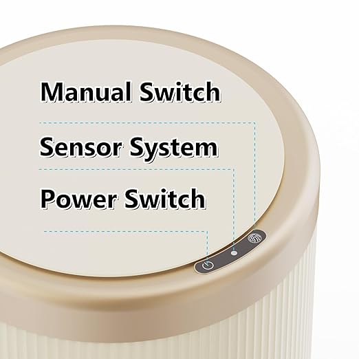 URALFA 3.7 Gallon Motion Sensor Bathroom Trash Can with Lid，Automatic Waterproof Touchless Garbage Can, Smart Plastic Trash Bins Suitable for Toilet, Office, Bedroom, Kitchen (Cream White)