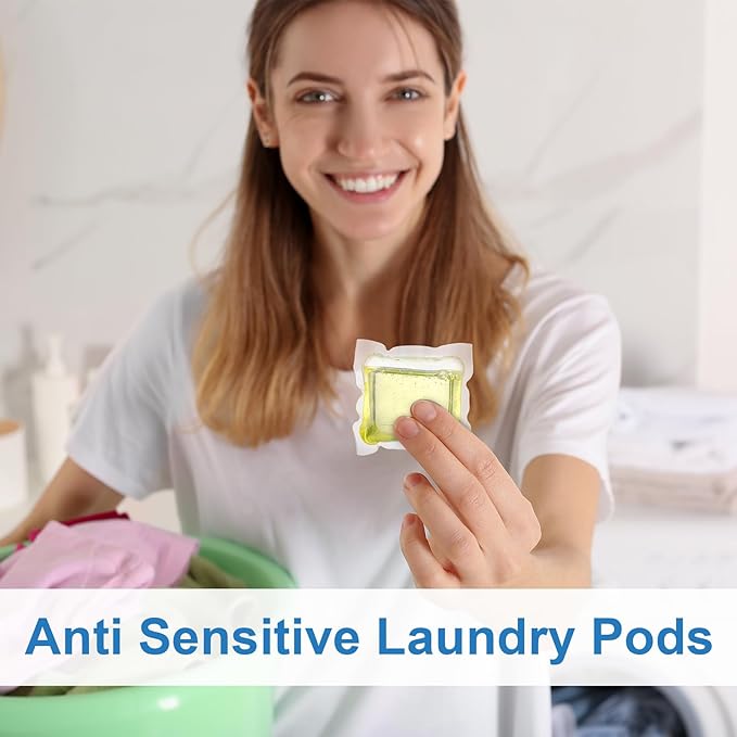 200 Pcs Laundry Detergent Soap Pods Bulk Anti Sensitive Laundry Pods Scented Washing Machine Pacs Packs with Clear Container Stain and Odor Removal, Ultra Concentrated,Plant Ingredient