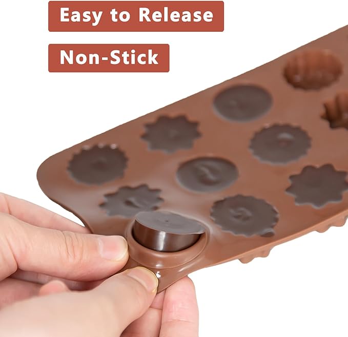 6 Pack Flower Shape Chocolate Candy Molds Silicone, Food-Grade Non-Stick Jello Mold, Crayon Mold, Silicone Baking Mold, BPA Free, including Flower, Heart, Tulip, Rose