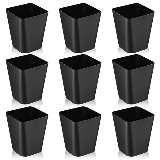 Hoolerry 9 Pieces Garbage Can 2 Gallon Small Trash Cans Bulk Bathroom Trash Bin Plastic Wastebasket Square for Bedroom Slim Bathroom Trashcan Small Container for Kitchen Office Home Rooms(Black)