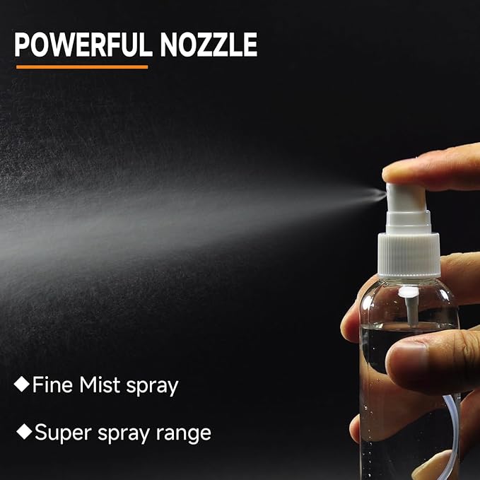 ZEJIA Small Spray Bottle 2OZ - Plastic Travel Refillable Mini Sprayer for Face, Liquids, Perfume - With Labels (3 Pack)