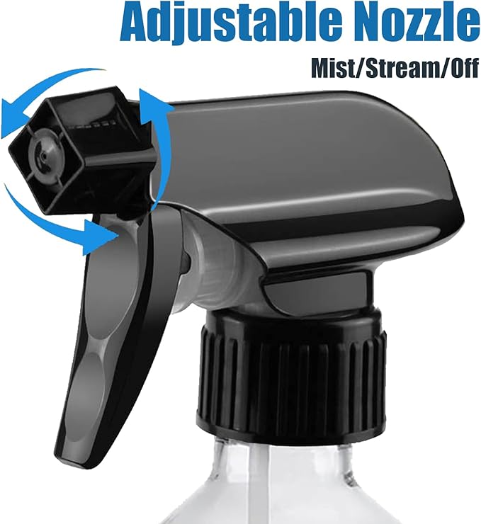 4Pack Plastic Spray Bottles for Cleaning - 10oz/300ml - Mist Stream - No Clog No Leak, Easy to Grip with Adjustable Nozzle - BPA Free