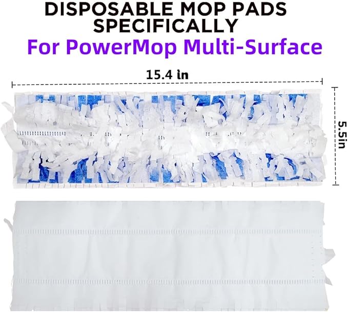Disposable Mopping Pad Refills for PowerMop Multi-Surface Mop and PowerMop Wood Mop, Spray Clean Pads Replacement (Blue-15)