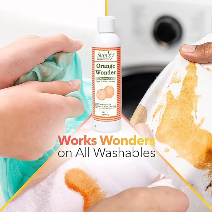 Stanley Home Products Orange Wonder All-Purpose Spot and Stain Remover - Eco-Friendly Oil & Grease Cleaning & Laundry Detergent For Baby & Kid's Clothing, Carpet, Furniture, Couch & Car Interior (Pack 6)