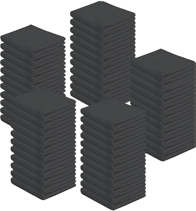 ZUPERIA 100% Cotton Terry Towels Cleaning Cloths, Pack of 50 (12" x 12") Multipurpose, Highly Absorbent, Reusable Cotton Rags, Bar Towels & Cleaning Rags for Everyday Usage (Grey)