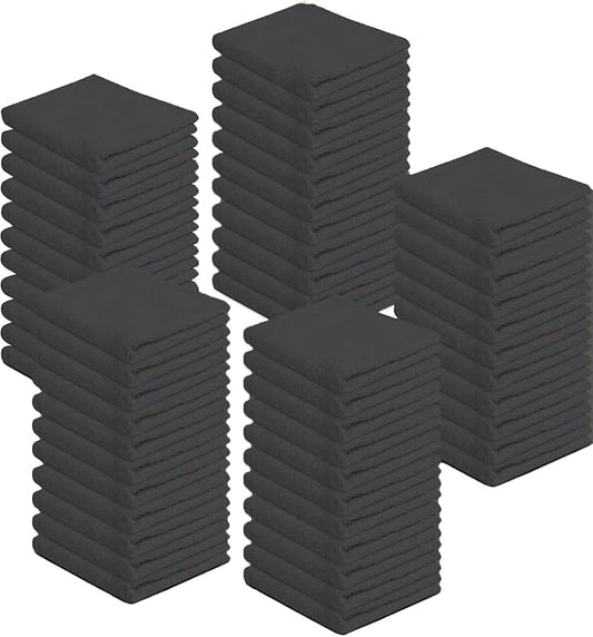 ZUPERIA 100% Cotton Terry Towels Cleaning Cloths, Pack of 50 (12" x 12") Multipurpose, Highly Absorbent, Reusable Cotton Rags, Bar Towels & Cleaning Rags for Everyday Usage (Grey)