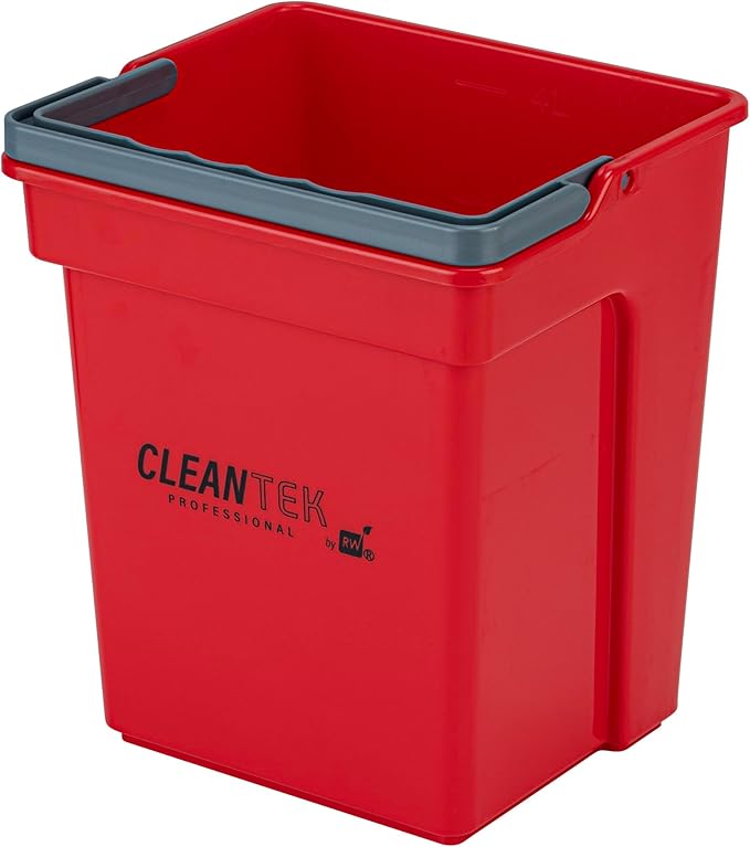 Restaurantware-Clean Tek Professional 4 Quart Cleaning Bucket, 1 Utility Pail with Handle - Heavy-Duty, Portable, Red Plastic Washing Pail, Perfect for Household, Outdoor, Car Wash and More