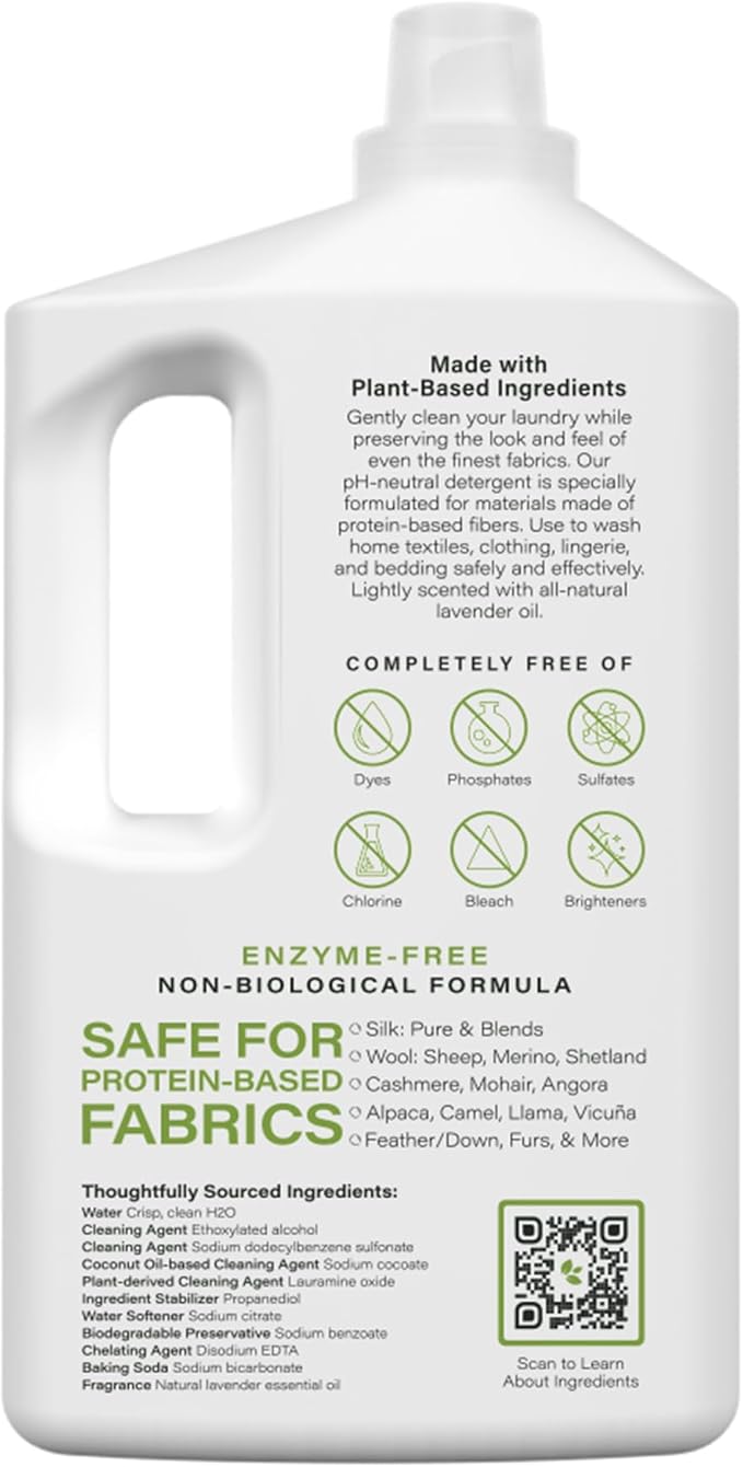 Heritage Park Silk & Wool All-Natural Lavender Mist Scent, pH-Neutral Laundry Detergent - Enzyme-Free, Concentrated Up to 128 loads per bottle (64 fl oz 4-pack)