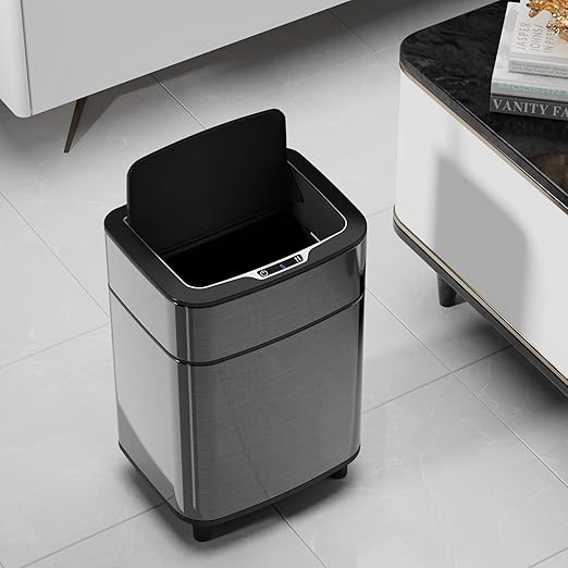 Motion Sensor Kitchen 2.7 Gallon Trash Can, 10 Liter Automatic Touchless Bathroom Waste Bin, Stainless Steel & Dog Proof Design Bedroom Essentials