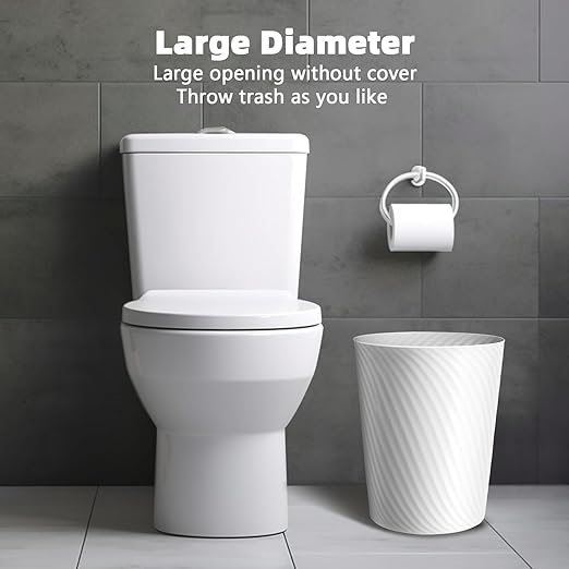 Small Trash Can 1.8 Gallons, Bathroom Trash Can & Garbage Can with 6 Trash Bags, Bedroom Trash Bin & Waste Basket for Office, Bedroom, Living Room, Kitchen, Compact Space (6-White)