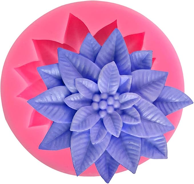 2Pcs Holly Leaf Silicone Mold for Fondant Chocolate Candy Cake Decorating Baking Candle Soap Pastry Polymer Clay Christmas Decoration