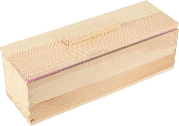 JEUIHAU 3 Set 42 oz Silicone Soap Loaf Mold, Flexible Rectangular Silicone Soap Mold with Wood Box and Cover for Making Soap Cake Chocolate