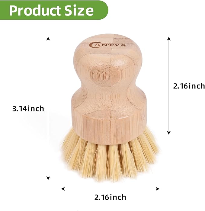 6 Pack Bamboo Dish Brush - Soft Bristle, Eco Vegetable Brush, Environmental Protection and Durable, Bamboo Dish Scrubber for Cleaning Pots, Pans, Grills and Stoves