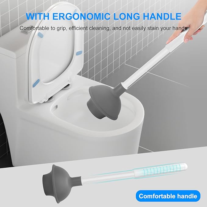 SetSail Toilet Brush and Plunger Set, Toilet Plungers for Bathroom Heavy Duty Toilet Bowl Brush and Holder Hidden Toilet Plunger and Brush Set for Deeply Cleaning - White