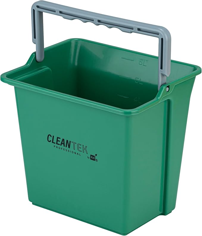 Restaurantware-Clean Tek Professional 6 Quart Cleaning Bucket, 1 Utility Pail with Handle - Heavy-Duty, Portable, Green Plastic Washing Pail, Perfect for Household, Outdoor, Car Wash and More