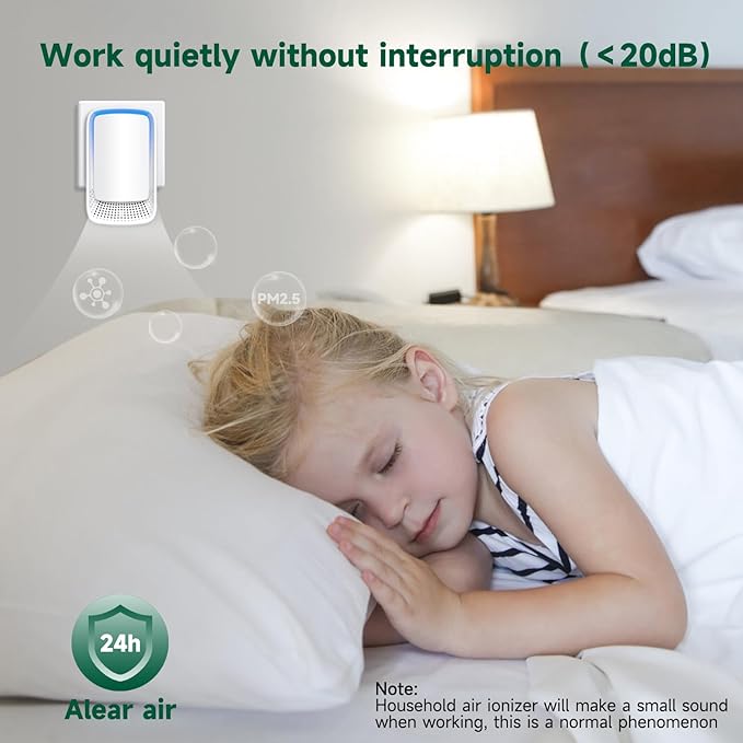 Air Ionizers for Home (3 Pack), Negative Ion Generator, Quiet Air Freshener for Bedroom, Office, Kitchen, Portable Air Filter Odor, Smoke Dust, Pets, Eliminator, Mini Air Cleaner