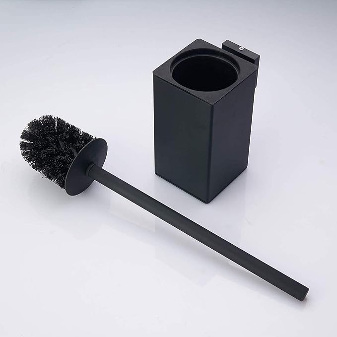 Toilet Brush Holder Black, Toilet Bowl Brush Holder Black Wall Mount Square for Bathroom