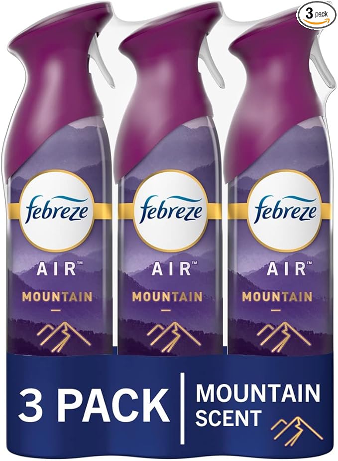 Febreze Air Mist Air Freshener Spray, Odor-Fighting Room Spray, Air Fresheners for Home and Bathroom and Kitchen, Aerosol Can, Mountain Scent, 8.8oz, 3 Count