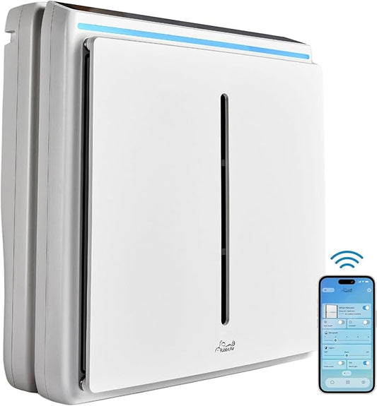 Rabbit Air, A3 SPA-1000N Air Purifiers for Home, Ultra Quiet HEPA Air Purifier - Wall Mountable Air Purifiers for Home Large Room, Allergies, Dust, Mold, Smoke & VOCs - (White, Toxin Absorber Filter)